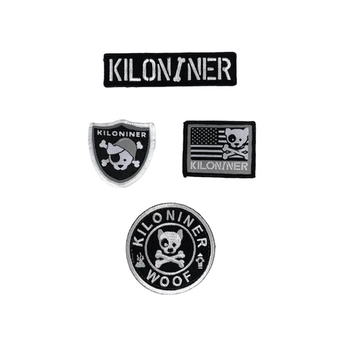 4 Pack - Mini Black and White Logo Patches - kiloninerpets