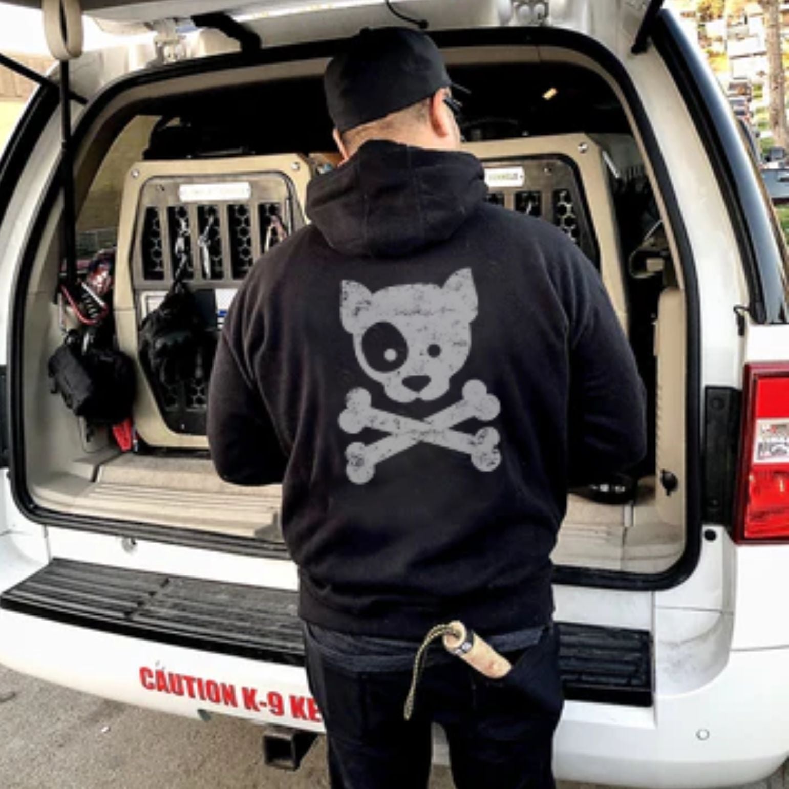 Reflective Ink Subdued Dog and Crossbones Hoodie - kiloninerpets