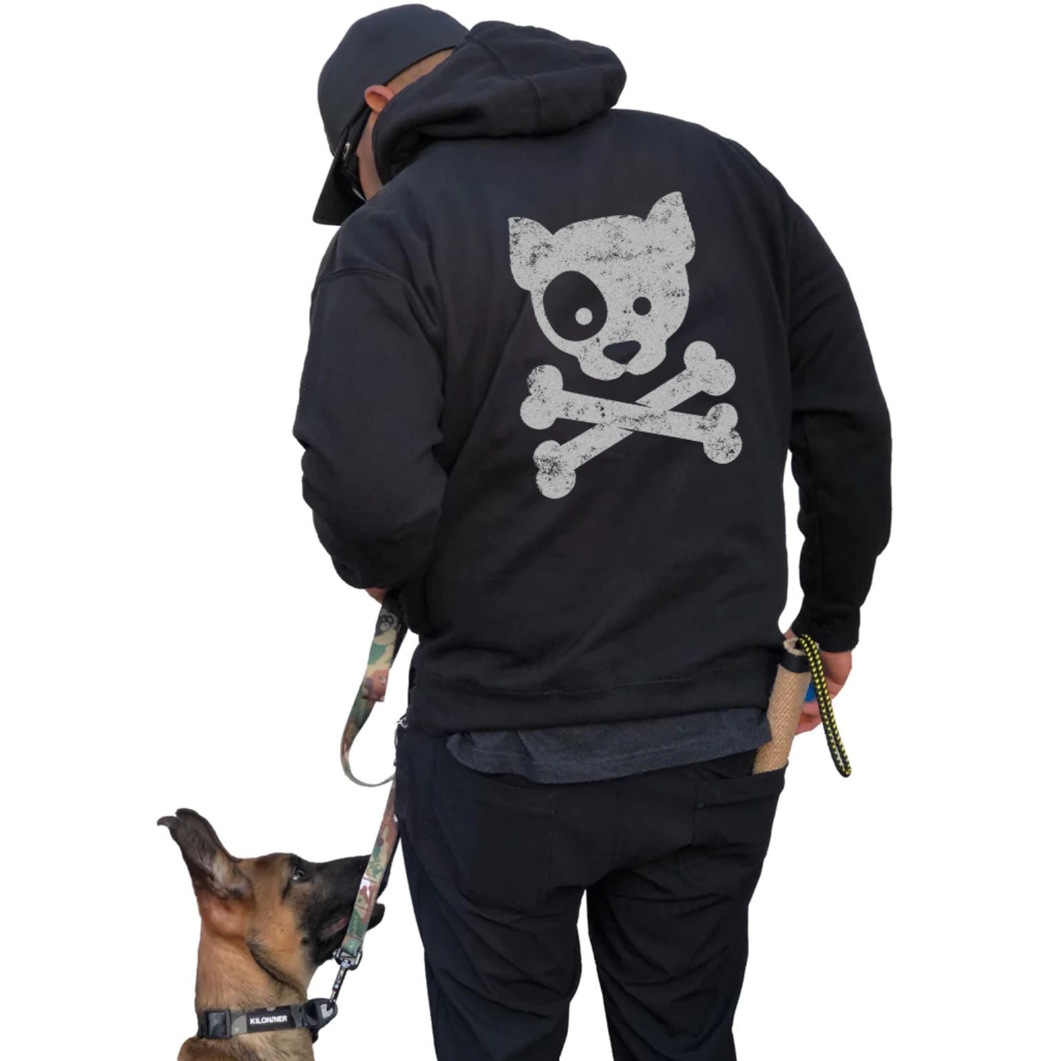 Reflective Ink Subdued Dog and Crossbones Hoodie - kiloninerpets