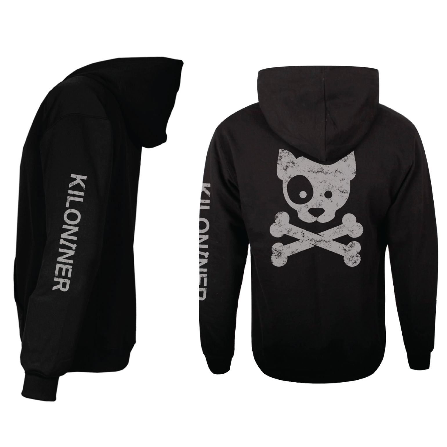 Reflective Ink Subdued Dog and Crossbones Hoodie - kiloninerpets