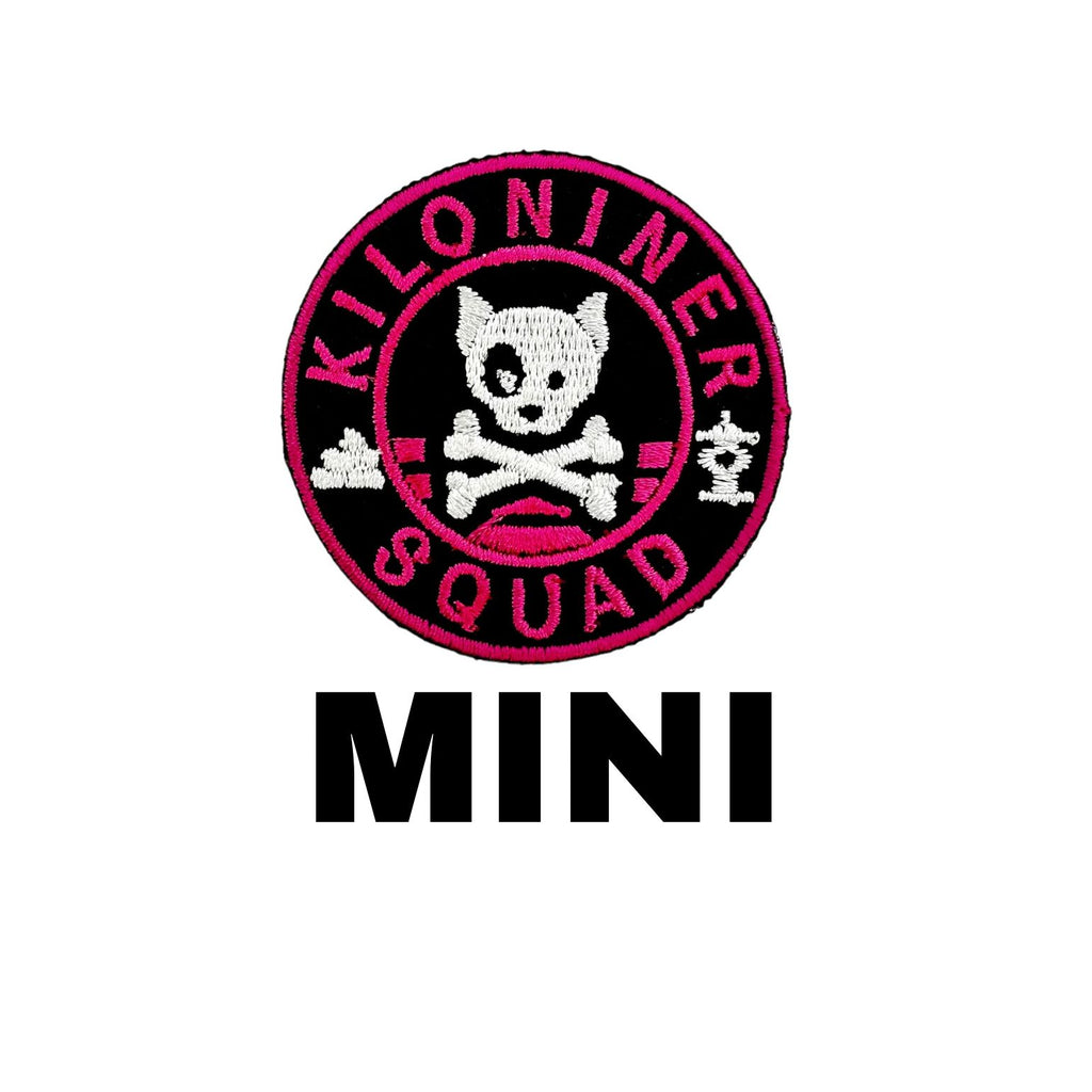 Mini Dog and Crossbones Pink and Black Morale Patch - kiloninerpets