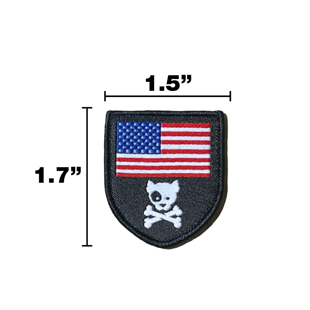 MINI AMERICAN DOG & CROSSBONES SHIELD Morale Patch - kiloninerpets