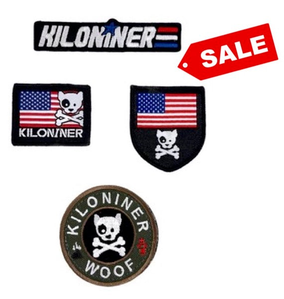 4 Pack - Mini Red White and Blue Logo Patches - kiloninerpets